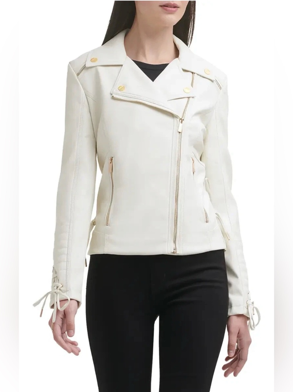 NEW Guess Faux Leather Motorcycle jacket size M zipper New with tags Cropped